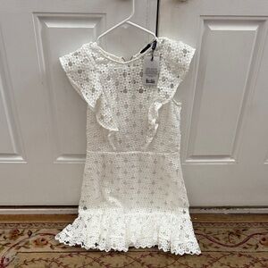 delicates White Floral Lace Ruffle Dress for Kids